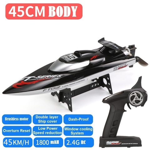 Bateau de course radiocommandé sans balais, système de refroidissement automatique, 2.4G, 4ch, Triple couverture, vitesse élevée 45 km/h ► Photo 1/6