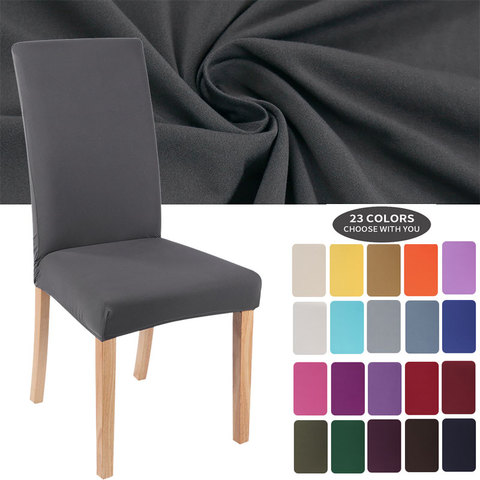 Housses élastiques extensibles de Spandex de couverture de chaise de couleur unie couvertures antipoussière de chaise pour des pièces de Banquet1/2/4/6 de partie de salle à manger d'hôtel ► Photo 1/6