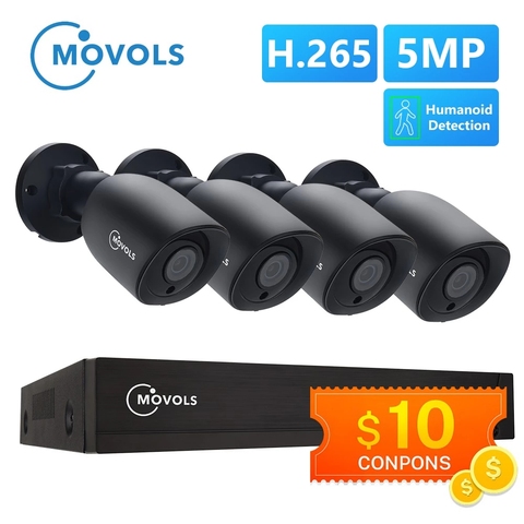 MOVOLS 5MP ensemble de Surveillance vidéo H.264 + 8ch DVR 4 pièces système de sécurité CCTV IR Kit de caméra étanche extérieure ► Photo 1/6