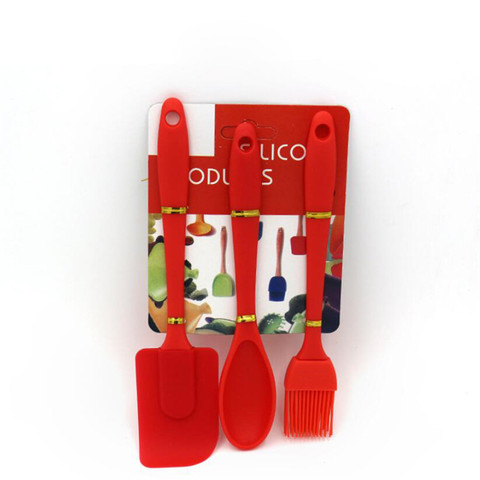 3 pièces/ensemble outils de cuisine en Silicone résistant à la chaleur, outils de pâtisserie, spatule cuillère tourner BBQ brosse à huile grattoir à gâteau mélangeur à beurre ► Photo 1/6