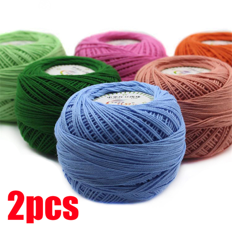 2 pièces 3 # fil de dentelle 100% fil de coton pour crocheter le fil peigné fin utilisant le Crochet 2.5mm 50 g/pc ► Photo 1/6