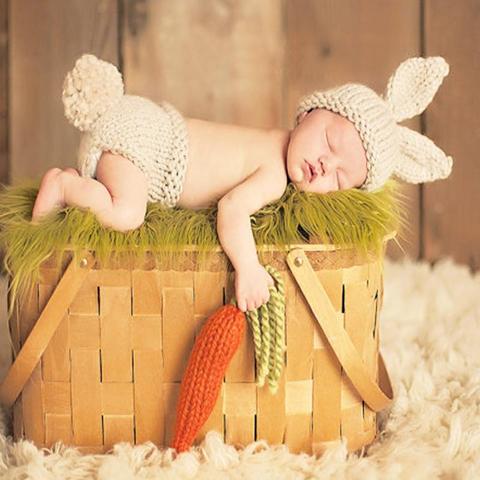 Vêtements pour nouveau-né fille et garçon, en tricot Crochet, Costume, accessoires De photographie, lapin, casquettes, chapeaux ► Photo 1/6