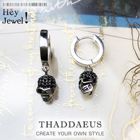 Boucles d'oreilles articulées crâne pavé, 2022 cadeau en argent Sterling 925, Style européen Glam mode à la mode bon bijoux pour les femmes hommes ► Photo 1/6