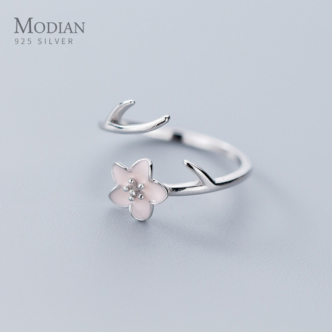 Modian nouvelle arrivée 925 en argent Sterling belle fleur de prunier branche anneaux pour les femmes taille libre anneaux Fine bijoux 2022 Design ► Photo 1/4