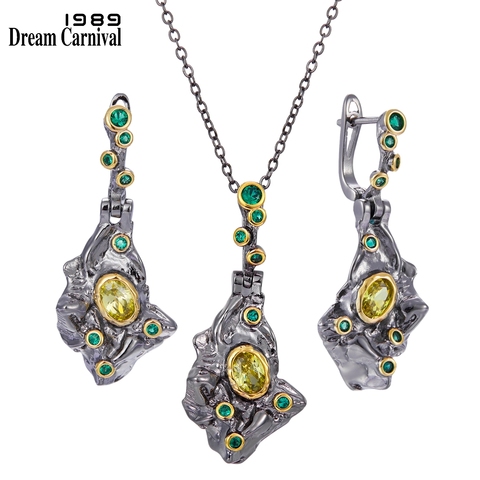 DreamCarnival1989 nouveau arrivé Barroco Collection boucles d'oreilles ensemble pour femmes Olivine vert Zircon noir vendredi ventes EP3987S2 ► Photo 1/6