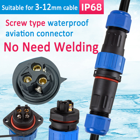 IP68 SP20 câble à vis connecteur étanche 2pin 3 broches 4 broches adaptateur Terminal circulaire Aviation prise câble aviateur ► Photo 1/6