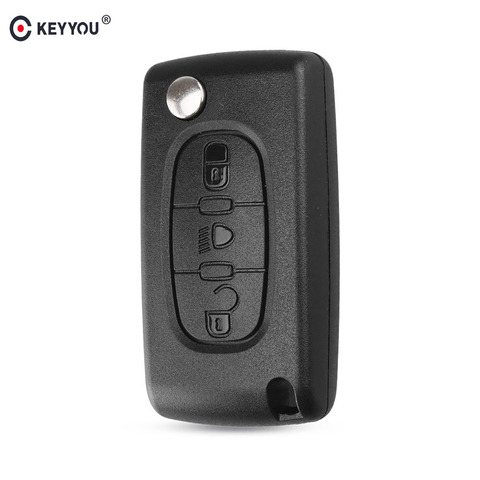 KEYYOU pour Citroen C1 C2 | C4 Picasso C5 C6, 3 boutons, porte-clés, étui à distance, symbole lumineux avec Badge CE0536, livraison gratuite ► Photo 1/6