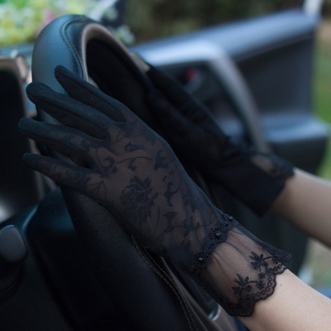 Gants solaires en dentelle pour femmes, pour l'été, pour la conduite, résistants aux Uv, pour écran tactile, respirant, 23cm ► Photo 1/6