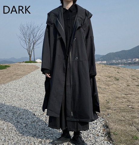 [DARK] Yamamoto foncé printemps et automne Niche poids lourd conception ample à capuche longue Cardigan coupe-vent veste ► Photo 1/6