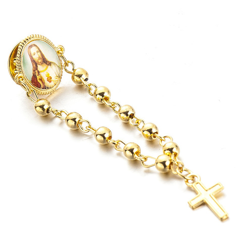 Lot de 5 broches de jésus pour femmes, pendentif en alliage de perles, 8 broches photo, bijoux de croix de la vierge marie ► Photo 1/6