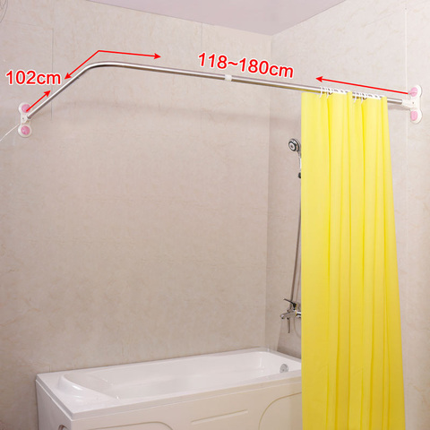 Barre de rideau de douche en forme de L, ventouses, angle de salle de bain, barre de rideau extensible 40.15 ''x (46.46''-70.87 '') DQ1615-3 ► Photo 1/6