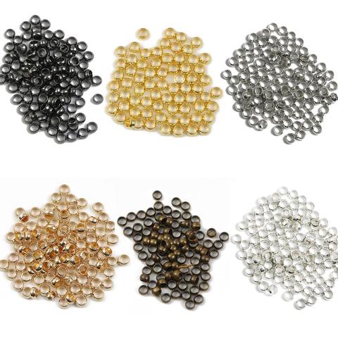 Boules à sertir, 1.5/2/2.5/3/3/4MM, en cuivre, argent, or, perles d'espacement pour fabriquer bijoux à bricoler soi-même ► Photo 1/6