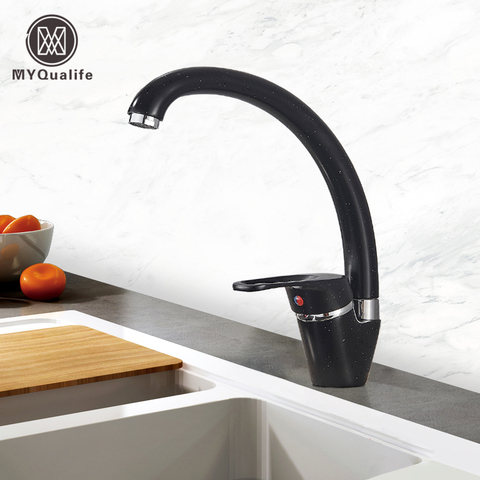 Robinet de cuisine noir Simple robinet d'eau chaude et froide mitigeur robinet coloré rapide et abordable ► Photo 1/6