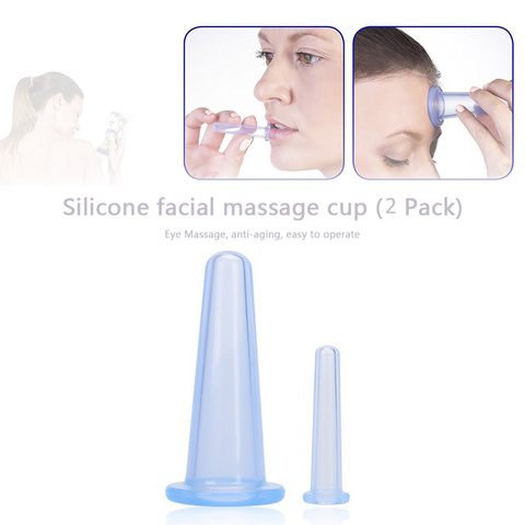 2 pièces Silicone ventouses ventouse vide visage Massage tasse visage jambe bras Relaxation Massage tasse outil de soins de santé ► Photo 1/6