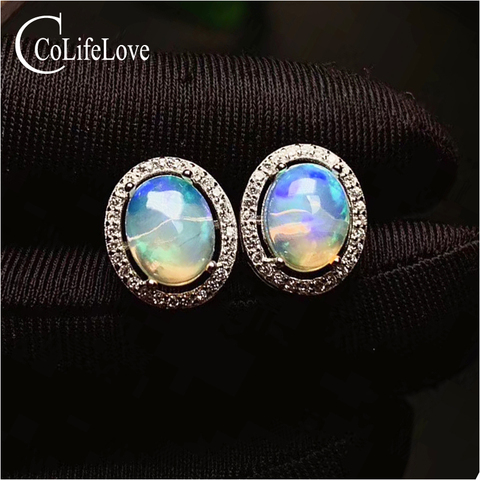 CoLife bijoux 100% opale naturelle boucles d'oreilles 5*7mm 100% réel australie opale boucles d'oreilles mode 925 argent opale bijoux ► Photo 1/6