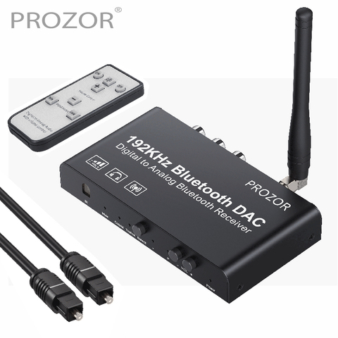 Convertisseur DAC PROZOR récepteur Bluetooth intégré 192kHz DAC avec télécommande IR coaxiale numérique Toslink vers L/R RCA 3.5mm ► Photo 1/6