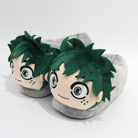 Pantoufles d'hiver en coton peluche My Hero Academy, pour Cosplay, Midoriya Izuku, pantoufles à dessin animé, pour hommes et femmes, modèle modèle pour adultes ► Photo 1/6