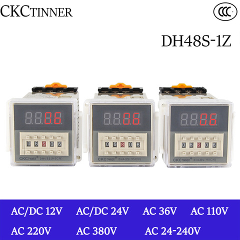 Minuterie numérique LED Programmable, commutateur relais DH48S-1Z 0.01S-99H99M Base de prise AC/DC 12V 24V 36V 110V 220V 380V V ► Photo 1/6