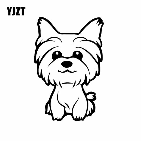 YJZT 10.8X16CM Yorkie Yorkshire Terrier chien décalcomanie mignon amusant chien voiture fenêtre vinyle voiture autocollant noir/argent C24-1633 ► Photo 1/6