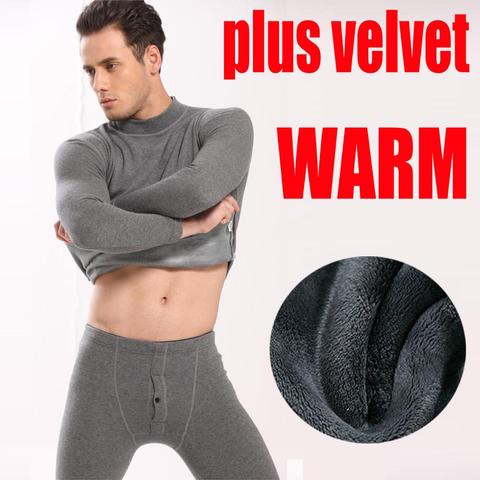 Offre spéciale 2022 nouveau sous-vêtement thermique hommes longs johns hommes automne hiver chemise + pantalon 2 pièces ensembles chaud épais plus velours M-XXXL ► Photo 1/6