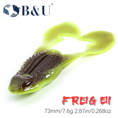 B & U 73mm leurre de pêche souple grenouille appâts truite basse leurre Silicone nagbait gigotant Wobblers pour brochet appât en caoutchouc artificiel ► Photo 1/6