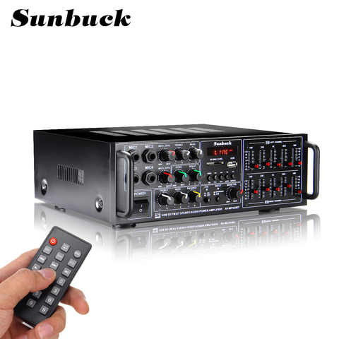 SUNBUCK amplificateur Audio voiture/maison bluetooth SD USB FM 4 * Mic amplificateur stéréo 2000W 2 canaux Tuner HIFI télécommande Audio maison HiFi ► Photo 1/6