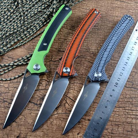 TWOSUN Flipper – lame en Satin à ouverture rapide D2, G10 manche de chasse en plein air, couteaux de poche pliants TS81 roulement à billes en céramique ► Photo 1/6