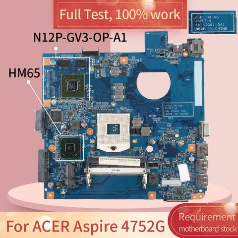 Carte mère pour ACER Aspire 4752G 10267-4 N12P-GV3-OP-A1 HM65 DDR3, test complet, 100% feuilles de travail ► Photo 1/6