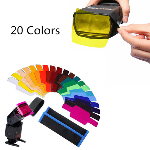 20 couleurs/pack Flash Speedlite couleur Gels filtres cartes pour Canon pour appareil photo Nikon Gels photographiques filtre Flash Flash ► Photo 1/6