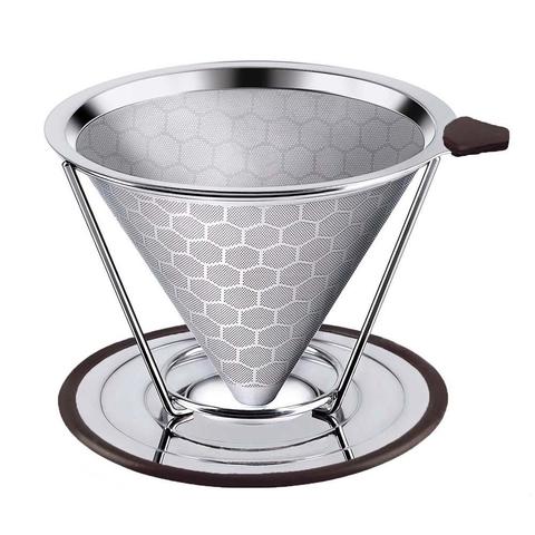 Panier d'entonnoir, filtre à café réutilisable, Durable, conteneur en acier inoxydable mailles, filtre à café Pour passer la passoire, outil à café ► Photo 1/6