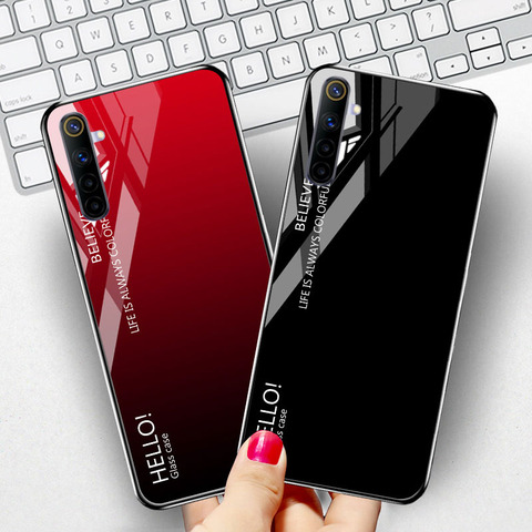 Coque en verre trempé pour OPPO Realme 6 Pro housse luxe étoile espace pare-chocs OPPO Realme X7 5 X50 X2 C3 C2 X lite XT Coque ► Photo 1/6