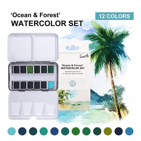 Couturière aquarelle peinture solide Transparent Acuarelas voyage main compte eau couleur peinture Illustration Art fournitures ► Photo 1/6