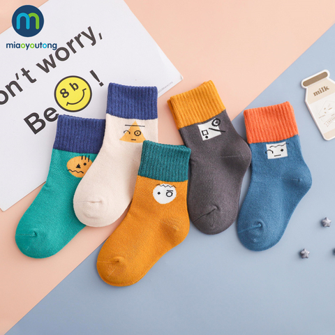 5 paires/lot de haute qualité mignon dessin animé épais coton tricot bébé chaussettes enfants chaussettes pour filles enfants chaussettes pour garçons Miaoyoutong ► Photo 1/6