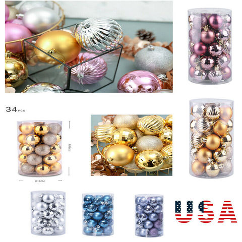 34PC 40mm arbre de noël boules petite boule suspendus maison fête ornement décor festif arbre de noël décoration chaude ► Photo 1/6