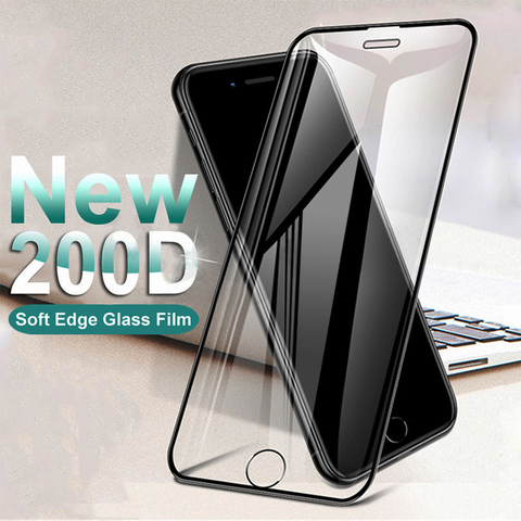 Protecteur d'écran pour iPhone, Film en verre trempé à bord souple incurvé 200D pour modèles 8 7 6 6S Plus SE 2022 X XR 11 Pro Xs Max ► Photo 1/6