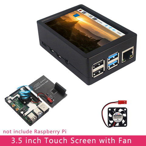 Framboise Pi 4 B 3.5 pouces écran tactile 480x320 LCD avec ventilateur de refroidissement dissipateurs de chaleur ABS boîtier pour framboise Pi 4 modèle B ou 3B +/3B ► Photo 1/6