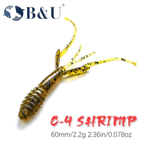 B & U C-4 crevettes 60mm pêche leurre souple leurres de pêche appâts en Silicone souple crevettes basse pêche matériel de pêche ► Photo 1/6