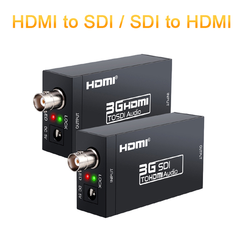 Convertisseur 1080P 3G HD vers SDI BNC + convertisseur SDI vers HDMI Extender HDMI SDI / BNC sur des câbles coaxiaux simples de 100m/328ft ► Photo 1/6