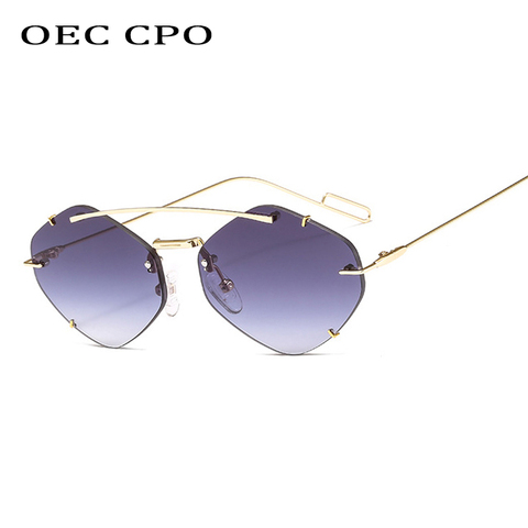 OEC CPO lunettes de soleil polygone sans bords pour femmes, de marque de styliste, tendance, dégradé de bonbons, UV400 O225 ► Photo 1/6