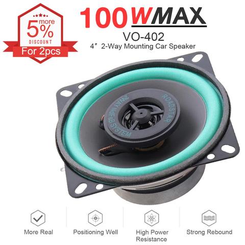 Pièces Coaxial HiFi pour voiture, 1 pièce, 4 pouces, 100W, Audio, musique stéréo, gamme complète de fréquences, pour porte de véhicule ► Photo 1/6