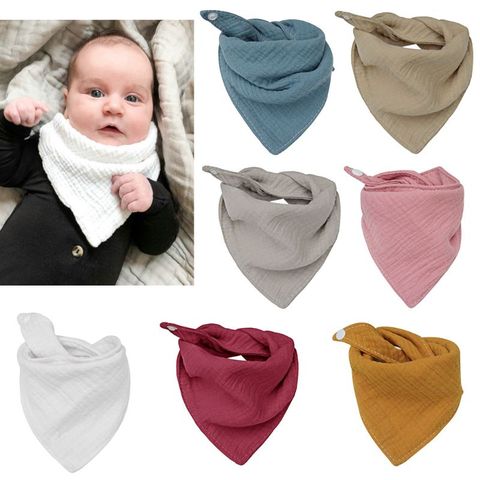 Bébé infantile coton bavoir nouveau-né couleur unie Triangle écharpe alimentation salive serviette Bandana Burp tissu garçon fille douche cadeaux ► Photo 1/6