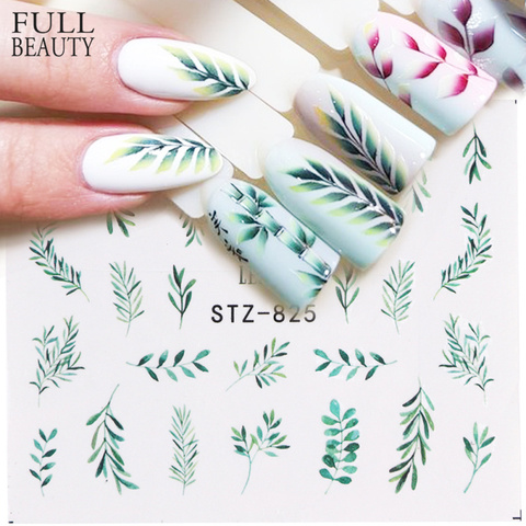 1 pièces eau ongle décalcomanie et autocollant fleur feuille arbre vert Simple été curseur pour manucure Nail Art filigrane conseils CHSTZ824-844 ► Photo 1/6