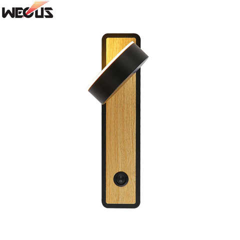 Mur LED lampe avec interrupteur 5W chambre salon nordique moderne applique murale allée étude lecture applique bois grain appliques ► Photo 1/6