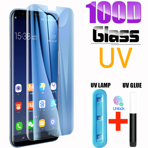 Protecteur d'écran, en verre trempé UV pour Samsung Galaxy S10 Plus S9 S8 S20 S10e S 9 8 10e Note 20 Ultra S10 5G Note 8 9 10 ► Photo 1/6