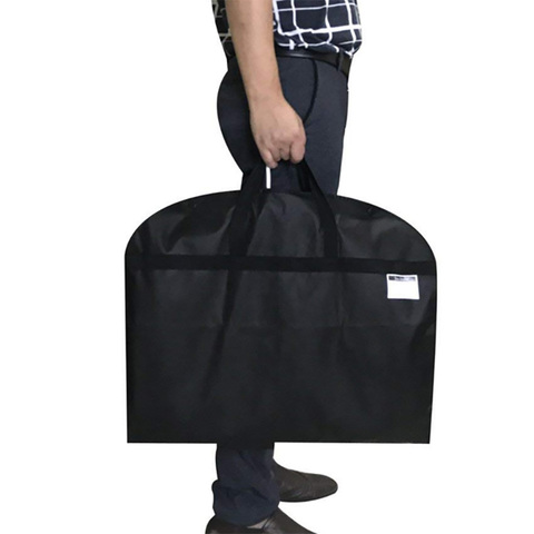 Portable anti-poussière Non-tissé sac de vêtement costume sac de rangement couverture pour vêtements costume sac tronc noir Holdall robe veste cache-poussière ► Photo 1/6