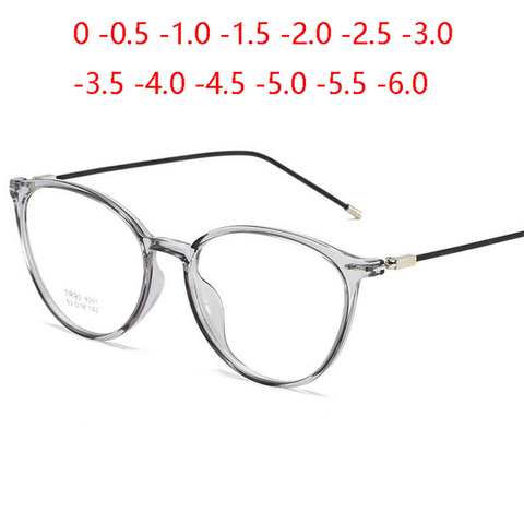 Transparent femmes myope Spectacle ultraléger TR90 acier fil jambe ovale Prescription lunettes dioptrie 0 -0.5 -1.0 à-6.0 ► Photo 1/6