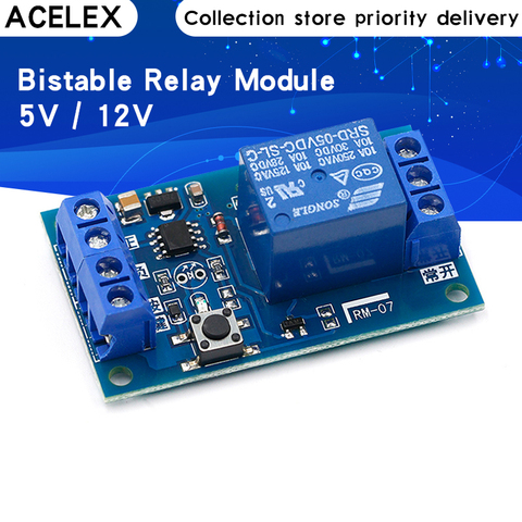 Bistable Module de Relais 5V/12V Simple Bouton Module Relais Une Clé Voiture Modification Start-Stop autobloquant Voiture Commutateur de Modification ► Photo 1/6