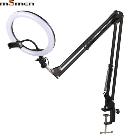 MAMEN Photo Studio LED Selfie anneau lumière bureau Dimmable photographie éclairage téléphone vidéo pour Youtube caméra avec trépied ► Photo 1/6