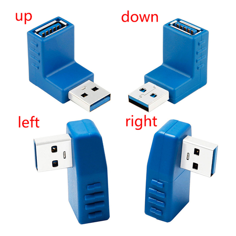 Adaptateur convertisseur USB Type A mâle/femelle, 2.0/3.0 °, Vertical, gauche, droite, haut et bas, noir/bleu ► Photo 1/6