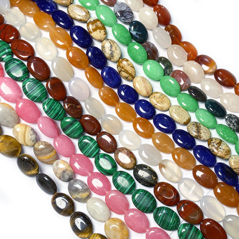 Pierre naturelle forme ovale perles en vrac cristal semi-fini chaîne perle pour la fabrication de bijoux Bracelet à bricoler soi-même collier accessoires ► Photo 1/3